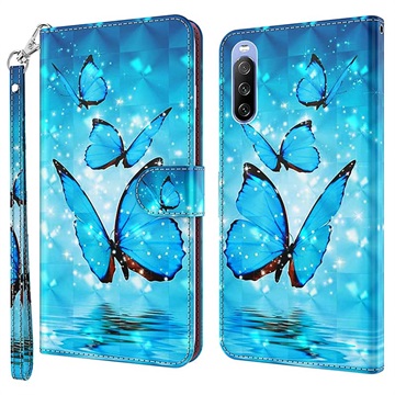Wonder Series Sony Xperia 10 III, Xperia 10 III Lite Wallet Hülle - Blau Schmetterling