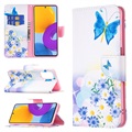 Wonder Series Samsung Galaxy M52 5G Wallet Hülle - Blau Schmetterling