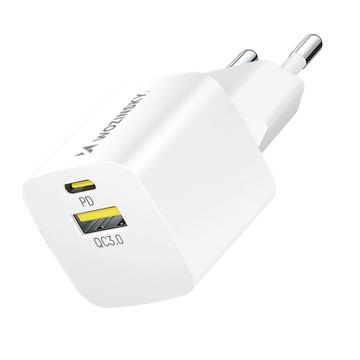 Wozinsky WWCEAC 33W GaN Dual-Port Wand-Ladegerät - USB-A, USB-C - Weiß