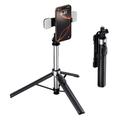 X2 Bluetooth-Selfie-Stick mit Stativ, Fernbedienung und zwei Einstelllichtern - Schwarz
