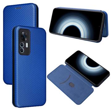 Xiaomi 12T/12T Pro Flip Hülle - Karbonfaser - Blau
