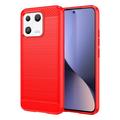 Xiaomi 13 Gebürstete TPU Hülle - Karbonfaser - Rot