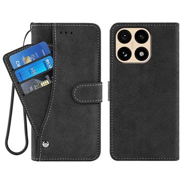 Xiaomi 15T Elegante retro wallet hülle mit drehbarem Kartenhalter und Standfunktion - Schwarz
