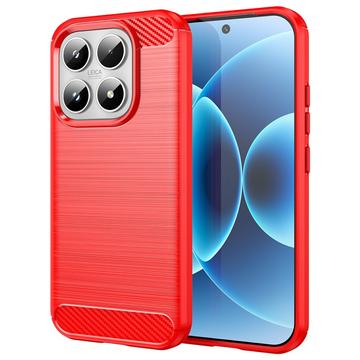Xiaomi 17 Gebürstete TPU Hülle - Karbonfaser - rot
