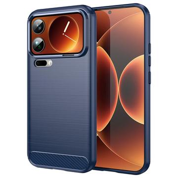 Xiaomi 17 Pro Max Gebürstete TPU Hülle - Karbonfaser - blau