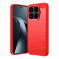 Xiaomi 17T Gebürstete TPU Hülle - Karbonfaser - rot