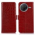 Xiaomi Poco F7 Pro Crocodile Serie Lederhülle mit Geldbörse mit RFID - Rot