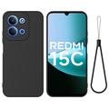 Xiaomi Redmi 15C Liquid Silikonhülle mit Handschlaufe - Schwarz