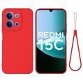 Xiaomi Redmi 15C Liquid Silikonhülle mit Handschlaufe - Rot