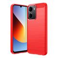 Xiaomi Redmi A7 Pro Gebürstete TPU Hülle - Karbonfaser - rot