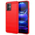 Xiaomi Redmi Note 12/Poco X5 Gebürstete TPU Hülle - Karbonfaser - Rot