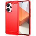 Xiaomi Redmi Note 13 Pro+ Gebürstete TPU Hülle - Karbonfaser - Rot