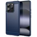 Xiaomi Redmi Note 14 4G Gebürstete TPU Hülle - Karbonfaser - Blau