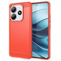 Xiaomi Redmi Note 14 Gebürstete TPU Hülle - Karbonfaser - Rot