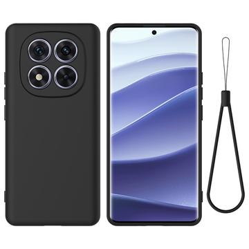 Xiaomi Redmi Note 14 Pro 5G, Poco X7 Liquid Silikonhülle mit Handschlaufe - Schwarz