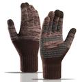 Y0046 1 Paar Männer Winter gestrickt winddicht warme Handschuhe Touchscreen Texting Fäustlinge mit elastischer Manschette - Kaffee