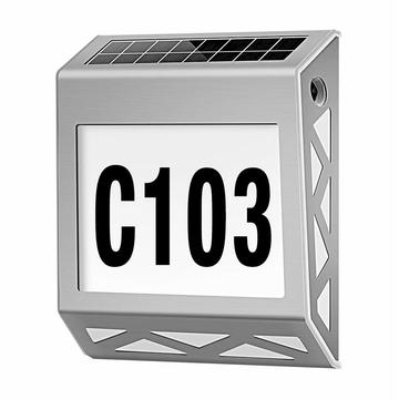 YH1101 Solar-Hausnummernleuchte aus Edelstahl - Silber