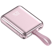 YM-1254 Mini-Powerbank mit integriertem Kabel - 20000mAh - Roségold