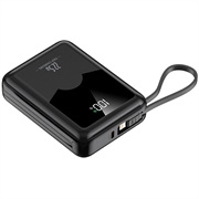 YM-1422 Mini-Powerbank 20000mAh - USB-C-, Lightning-Kabel - Schwarz