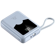YM-1422 Mini-Powerbank 20000mAh - USB-C-, Lightning-Kabel - Blau