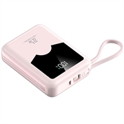 YM-1422 Mini-Powerbank 20000mAh - USB-C-, Lightning-Kabel - Rosa