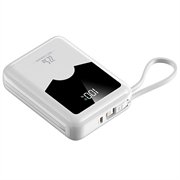 YM-1422 Mini-Powerbank 20000mAh - USB-C-, Lightning-Kabel - Weiß