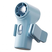 YS-G10 Mini-Handventilator zum Anstecken mit Digitalanzeige - Blau