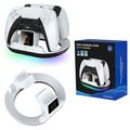 YZC-523 Doppel-Ladestation für PS5/PS5 Edge-Controller - RGB-Dock, OLED-Display - Weiß