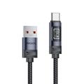 Yesido CA138C 66W-USB-C-Schnellladekabel mit Digitalanzeige - 1.2m - Schwarz