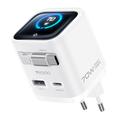 Yesido YC123 70-W-GaN-Schnellladegerät - TFT-Display, 2x USB-C, USB-A, 70cm langes USB-C-Kabel - Weiß