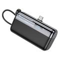 Yesido YP99 Powerbank mit 10000mAh und integriertem USB-C-zu-Lightning-Kabel - Schwarz
