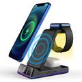 Z6 Foldable 5-in-1 15W Magnetic Wireless Charger mit Flashy Atmosphere Light/Digital Clock Multi-Function Wireless Charging Stand