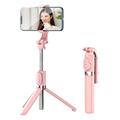 Z8 Bluetooth Selfie Stick Stativ mit abnehmbarer Fernbedienung - Pink