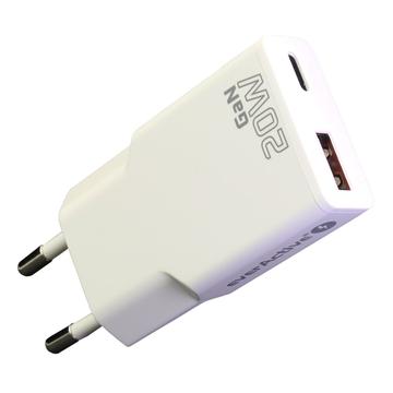 everActive SC-340Q GaN Super Slim 20W Ladegerät mit USB QC3.0 & USB-C PD Ports - Weiß