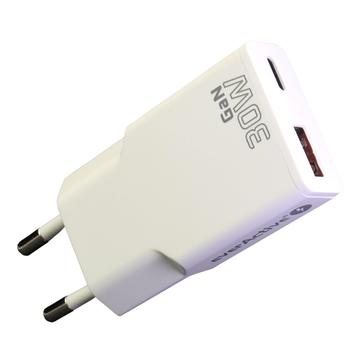 everActive SC-380Q GaN Super Slim 30W Ladegerät mit USB QC3.0 & USB-C PD Ports - Weiß