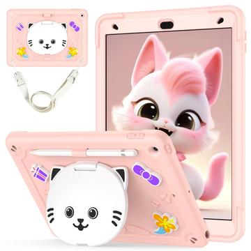 iPad 10.2 2019/2020/2021 Niedliche Katzen-Hybridhülle mit Kickstand - Pink
