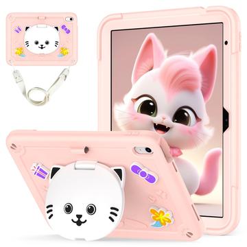 iPad 2022/2025 Niedliche Katzen-Hybridhülle mit Kickstand - Pink
