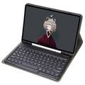 iPad 9.7" 2017/2018 Bluetooth-Tastaturhülle mit runden Tasten und Stifthalter - US-Layout - Schwarz