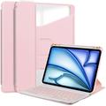 iPad Air 13 2024/2025/2026 360° drehbares Smart Hülle mit Bluetooth Tastatur - Rosa