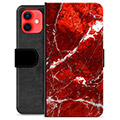 iPhone 12 mini Premium Schutzhülle mit Geldbörse - Roter Marmor
