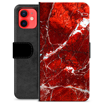 iPhone 12 mini Premium Schutzhülle mit Geldbörse - Roter Marmor