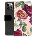 iPhone 12 Pro Max Premium Schutzhülle mit Geldbörse - Romantische Blumen