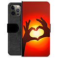 iPhone 12 Pro Max Premium Schutzhülle mit Geldbörse - Herz-Silhouette