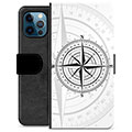 iPhone 12 Pro Premium Schutzhülle mit Geldbörse - Kompass