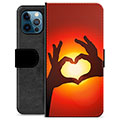 iPhone 12 Pro Premium Schutzhülle mit Geldbörse - Herz-Silhouette