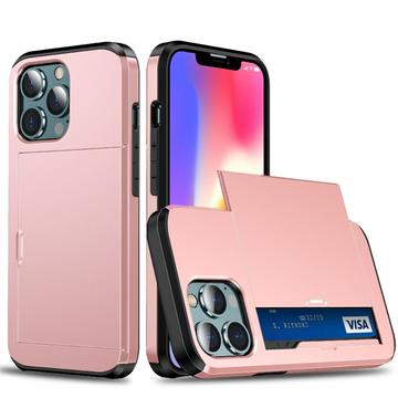 iPhone 13 Pro Hybrid-Hülle mit Verschiebbarem Kartensteckplatz - Roségold