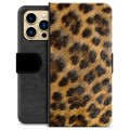 iPhone 13 Pro Max Premium Schutzhülle mit Geldbörse - Leopard