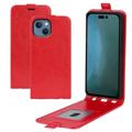 iPhone 14 Plus Vertikale Flip Hülle mit Kartensteckplatz - Rot