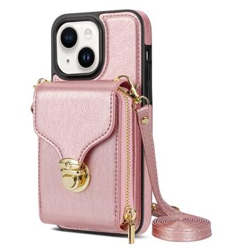 iPhone 14 Plus Alles-in-einem-Hülle mit Brieftasche und Armband - Roségold