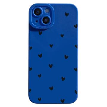 iPhone 14 Plus Schlanke TPU-Hülle mit Herzmuster - blau / schwarz